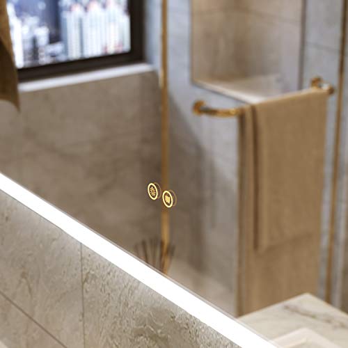 Petus PetusHouse 48 X 36 Inch LED Lighted Bathroom Mirrors, Acrylic Frame Wall Mounted White Light Dimmable Anti-Fog Memory Button Waterproof CRI>90 5MM Bedroom Mirror Vertical & Horizontal - Thumbnail 4