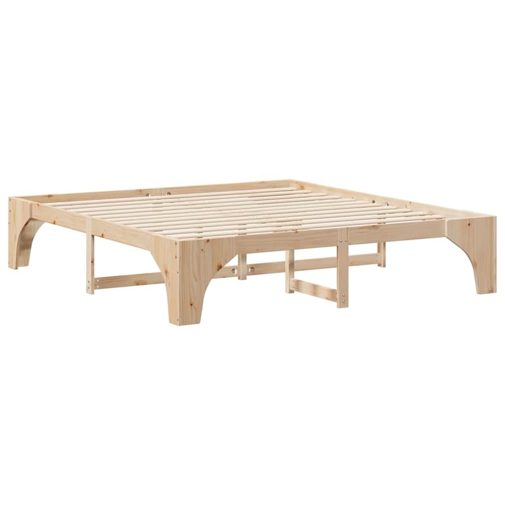 Marco de Cama en el Suelo de Madera Maciza de Pino Marrón Estructura de Perfil Bajo para Dormitorio Moderno Minimalista y Funcional con Fácil Ensamblaje y Diseño Eficiente