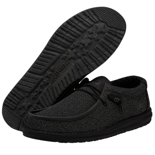 Image of HEYDUDE Men's Wally Sox Micro Total Black Size 12 | Men's Shoes | Men's Lace Up Loafers | Comfortable & Light-Weight