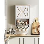 Bathroom Wall Cabinet, Medicine Cabinet with Open Partition and Towel Bar, Rustic Storage Cabinet with Open and Hidden Storage Space, for Bathroom, Living Room, Kitchen, White and Walnut - Image 5