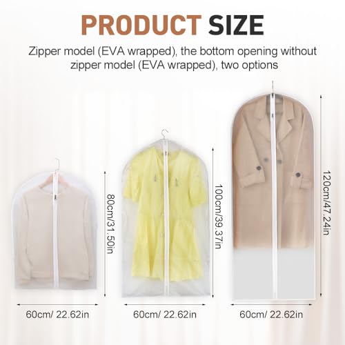 Translucent Garment Bags, 2025 New Clear Garment Bags for Home Storage, Lightweight Clothes Covers for Closet Organization, Durable Shirt Storage Bags for Travel (60x100cm)2
