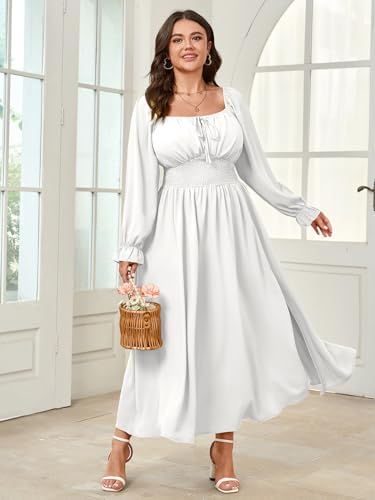 Image of SHESTARR Women's Plus Size Dress Long Sleeve Milkmaid Dress
