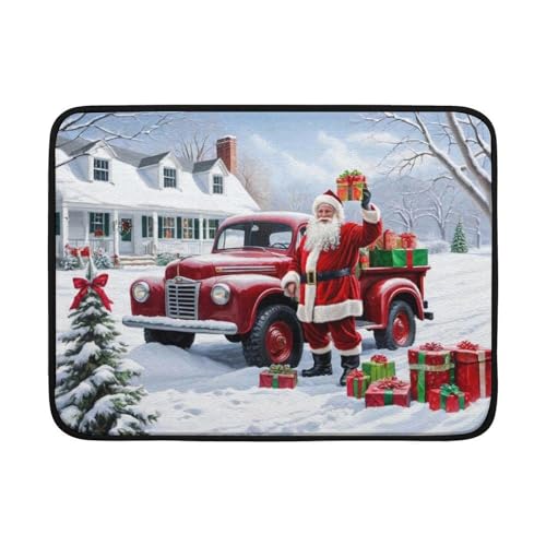 Christmas Truck Dish Drying Mat 18x24 Inch, Xmas Winter Absorbent Fast Dry Dish Pad Protector Kitchen Counter Accessories