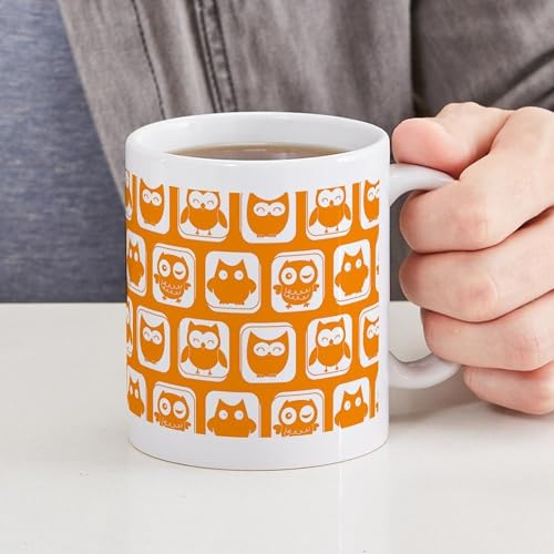Taza de cerámica 11 oz con diseño de búho blanco y naranja miniatura 4