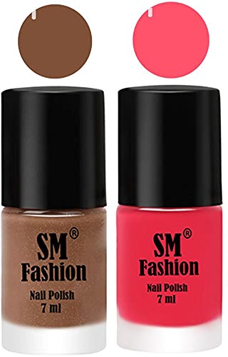 Image of Long Lasting Nail Polish | Nail Paint Combo 7 ml Each) - Set of 2 Tan-Dark Pink