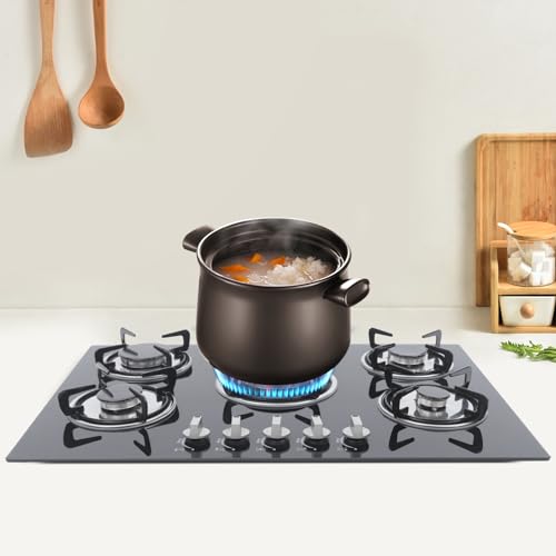 Piano Cottura A Gas Superiore Bruciatore Cucina Cucina 30" 5 Bruciatori Vetro Temperato Built-In Piano Cottura A Gas Con Di Abbandono Della Fiamma - immagine 3