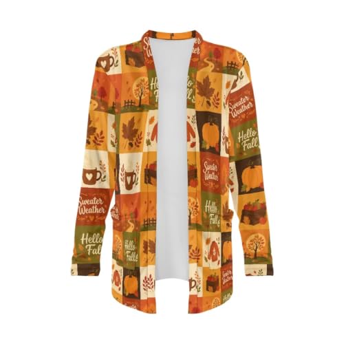 Image of Forchrinse Red Ladybug Cardigan for Women Causal Long Sleeve Open Front Cardigans Sweater Fashion 2024 Fall Coat with Pockets