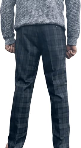 Men's Tartan Trousers Regular fit, Expandable Waist, Blackwatch, Gunn, Grey Granite Tartans4