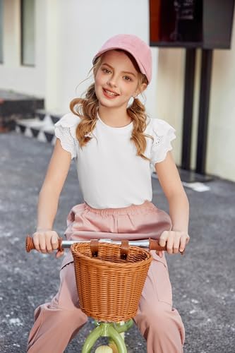 Arshiner Girls T Shirts Lace Petal Short Sleeves Kids Crewneck Casual Blouse Summer Tops Tees2