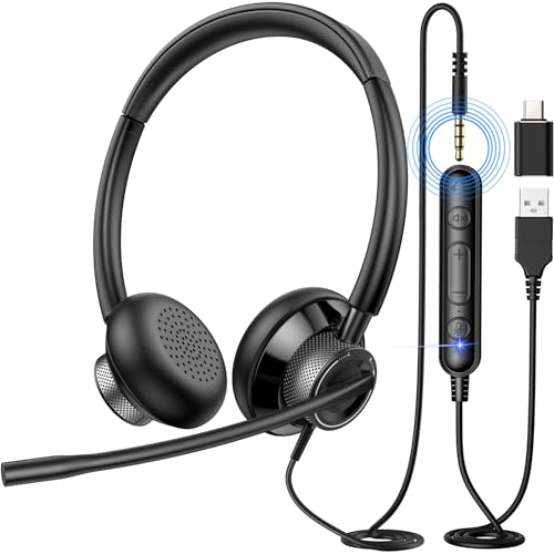 Casque PC Microphone Réglable New Bee Noir pour Skype Chat sans Bruit Ambiant
