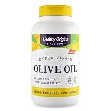 Healthy Origins Extra Virgin Olive Oil 1,250 mg Made with Organic Extra Virgin Olive Oil, Non-GMO, Gluten Free, Cardiovascular Support, 120 Softgels