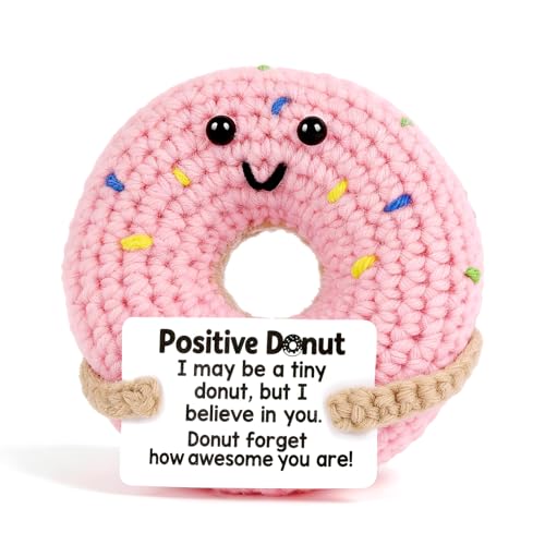 ZCOINS Peluche Crochet Donut – Doudou Calin de Poche avec Message Positif – Cadeau Réconfortant pour Adolescente et Femme, Soutien Émotionnel