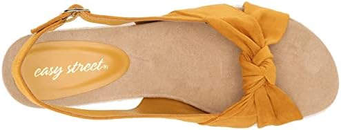Easy Street Women's Dot Wedge Sandal, Mustard Suede, 6.5 Wide | Image 4