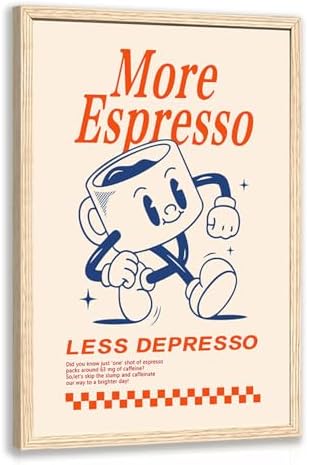 Cyebmo Funny Coffee Wall Art, Vintage Cafe Kitchen Wall Decor, Mo...