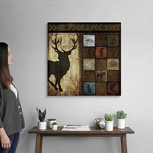 Black Deer, Checkered Canvas Wall Art Print, Deer Artwork #TOP1