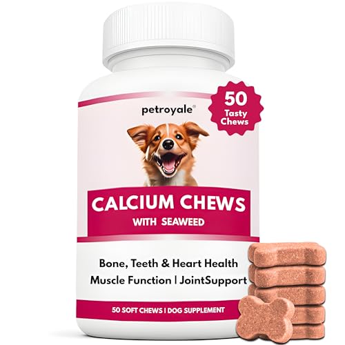 Image of Petroyale Calcium Chews for Dogs - Calcium Supplement for Dogs with Multivitamins - Dog Calcium Tablets for Strong Bones, Joints & Teeth - Calcium for Dog Soft Chew - 50 Chewable Soft Chews