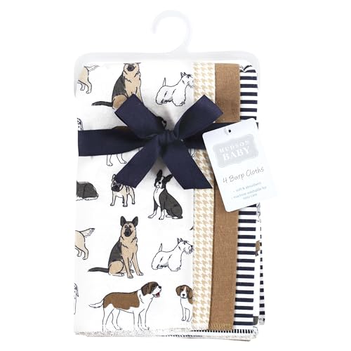 Image of Hudson Baby Unisex Baby Cotton Flannel Burp Cloths, Handsome Dogs, One Size