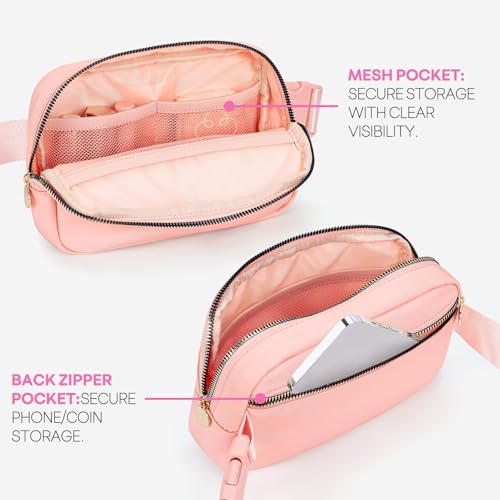 Image of mibasies Initial Fanny Pack for Girls, Birthday Gifts for 4 5 6 7 8 9 10 11 12 13 Teen Girl - Cute Personalized Trend Stuff - Peach S