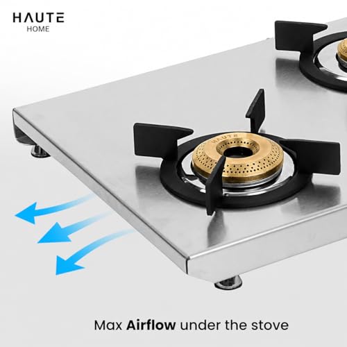 Image of Essencia series 3 Burner Manual Stove | 2MM thick Stainless Steel | 1 Jumbo 1 Medium 1 Small |Door Step Service | 10 year warranty By Haute Home