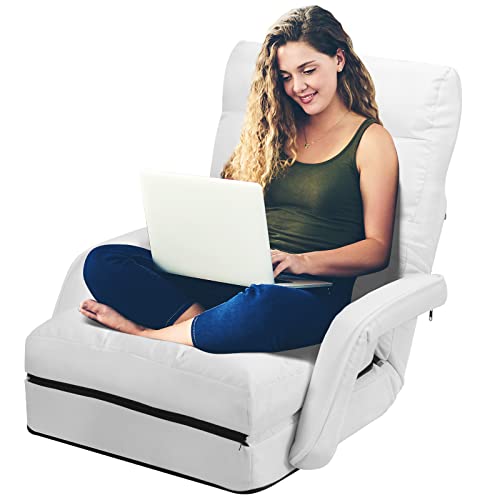 COSTWAY Fauteuil Convertible, Fauteuil Convertible 1 Place avec Oreiller, Rembourré avec Eponge Doux et Elastique, 5 Positions Disponibles pour...