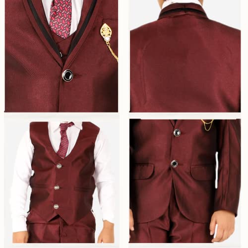 Image of Pro-Ethic Style Developer Boy's 5 Piece Suit Set | Coat, Pant, Tie & Shirt | Cotton Checked Pattern