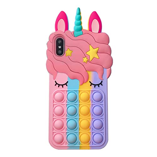 Coque Pop Bubbles pour iPhone X/XS mignon dessin animé licorne idée cadeau anniversaire