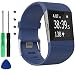 KingAcc Fitbit Surge Bands, Silicone Accessory Replacement Band for Fitbit Surge, With Metal Buckle Fitness Wristband Strap WatchBand Women Men (1-Pack, Dark Blue, Large)