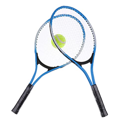 lahomia 2 raquetes de tênis de liga + 1 estojo de transporte + 1 bola – azul
