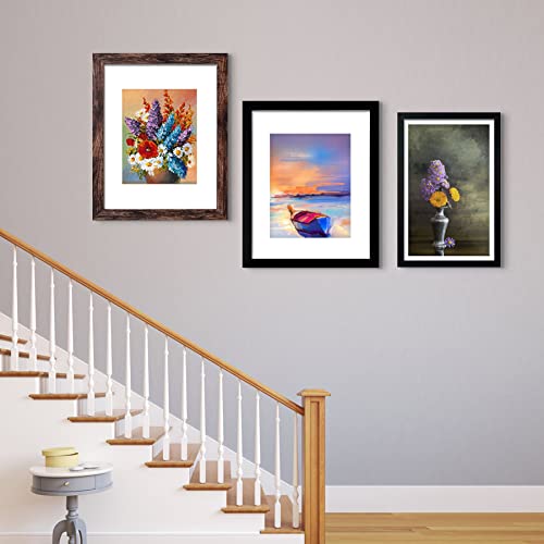 Image of LUCKYLIFE 16x20 Frames, Picture Frames for Wall, Display Pictures 11x14 with Mat or 16x20 without Mat, Pack of 2, Rustic Brown