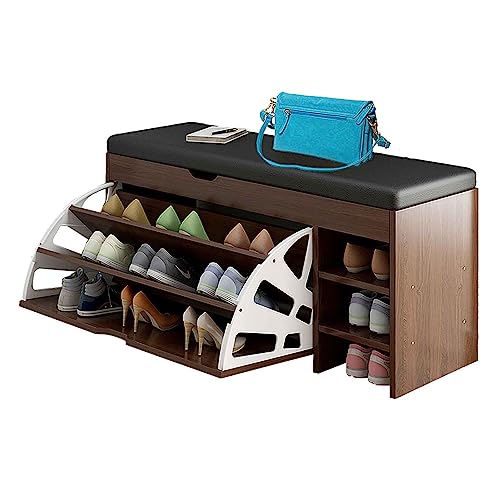 Banc à chaussures de couloir avec siège et tiroir rabattable - 2