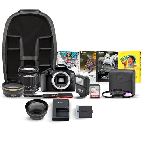 🌿🔭 10 Best Camera for Safari Beginner For 2025 7 Canon EOS Rebel T7 Digital Camera: 24 Megapixel 1080p HD Video DSLR with Wide Angle 18-55 mm Lens Bundle with 64 and 32GB SD Cards, Flash, Spare Battery, Backpack and Video and Art Suite (9 Items)