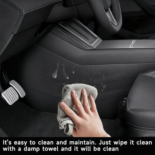 Image of 8Pcs Door Sill Protector and 2Pcs Center Console Anti-Kick Pads for Tesla Model Y Juniper 2025 2026 Front and Rear Door Pedal Kick Protection Carbon Fiber Friction Resistant Interior Accessories