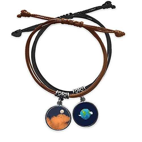 Pulsera de cuero Luna Oscura con cuerda trenzada y motivo de la Tierra