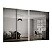 Price comparison product image SPACEPRO Heritage Sliding Mirror Wardrobe Doors  Modern 4 door Sliding Mirror Wardrobe, White Finish, Full Length Mirror Sliding Door Kit with Track, Ideal for 2260mm x 3586mm opening size