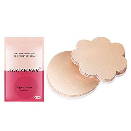 40 Pairs Nipple Covers Disposable Breast Nipple Pasties Invisible & Sexy,Adhesive Satin Petals