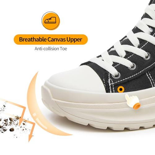 ZGR Womens Platform High Top Sneakers,White Canvas Sneakers for Women,Platform Tennis Shoes4