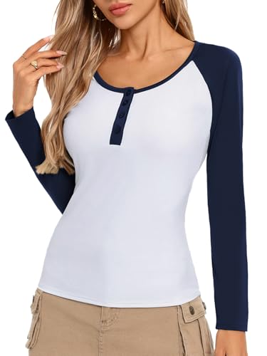 Kate Kasin Womens Henley Long Sleeve Shirts, Juniors Tops for Teen Girls, Cute Baseball Shirt School Trendy Clothes3