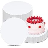 Cake Boards 10 inch Round, White Scalloped Edges Food Graded Greaseproof Cake Rounds 10 inch,10in Cakes Boards Cardboard Circles for Wedding Birthday Parties Pizza, 10-Pack