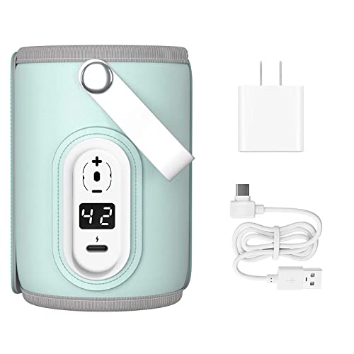 Image of Portable Bottle Warmer, PUIDSELLY Baby Milk Heat Keeper with LCD Display, USB Warmer Bottle for Car Travel, Bottles Warmers on The go（Green）