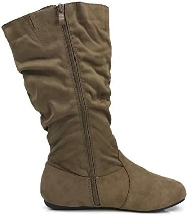 Wells Collection Womens Boots Soft Slouchy Flat to Low Heel Under Knee High, Taupe, 7 - Image 4