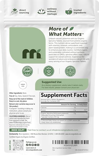 Micro Ingredients Organic Spirulina Tablets
