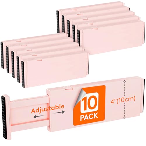Image of Lifewit 10 Pack 4" High Drawer Dividers 28-43.5cm/11-17" Adjustable Drawer Organizer for Clothes/Utensils, Expandable Drawer Separator in Dresser/Kitchen/Bedroom/Office Organization & Storage Beige