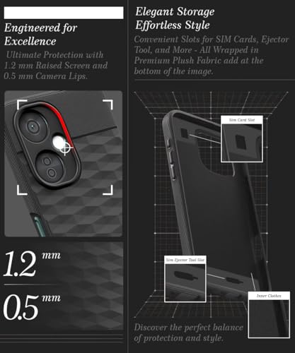 Image of WOW IMAGINE Back Cover for 1+ OnePlus Nord CE 3 Lite 5G with Hexa Cube Design | Ultra Slim Soft Rubberised Case | Inner Velvet Fabric | Matte Silicone Flexible Mobile Case | Camera Protection - Black