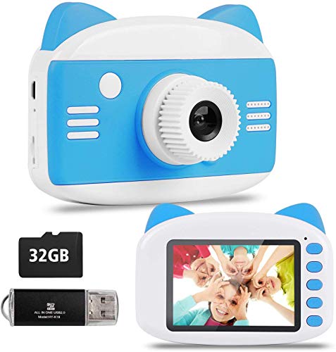 Kinderkamera, Digitalkamera mit 3.5 Zoll Touchscreen / 32GB TF-Karte/Foto & Video/Rahmen/Filter, Mini Kamera für 3-12 jährige Kinder, Mädchen,