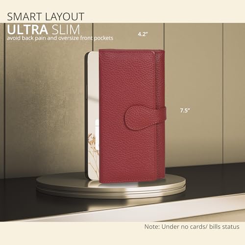 Image of Real Leather Women Wallet Leather with RFID Blocking -Trifold Card Holder Designer Ladies Clutch with ID Window Wallets