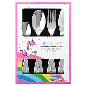 Einhorn 4tlg. Edelstahlbesteckset im Geschenkkarton