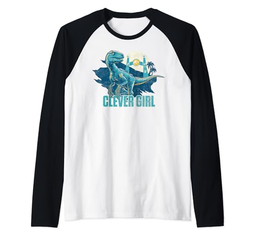 Jurassic World Clever Girl t-shirt style baseball de couleur gris et noir