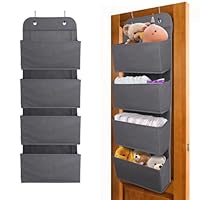 ManGotree Over Door Storage Organiser, Foldable Wardrobe Hanging Storage Organiser, Space Saving Hanging Shelf, 4 Pockets, Large Capacity for Bedroom, Pantry, Kitchen (Dark gray)