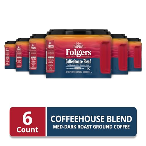 Image of Folgers Coffeehouse Blend Ground Coffee, 6 (22.6-Oz.) Canisters