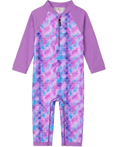 Image of weVSwe Baby Girl Toddler UPF 50+ Rash Guard Swimsuit Sun Protection Beachwear Zipper Bathing Suit 0-3 Years